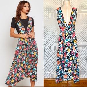 topshop 80s floral pinafore dress